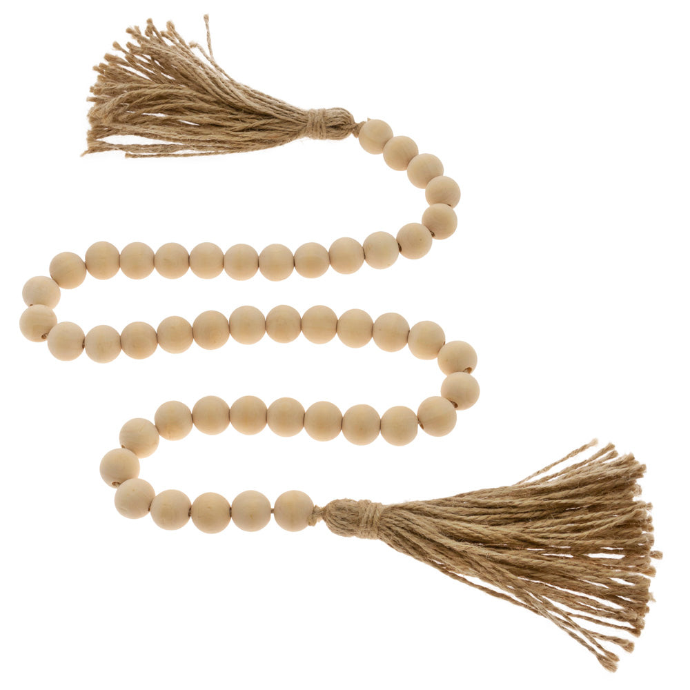 Natural Beads W /Hemp Tassle