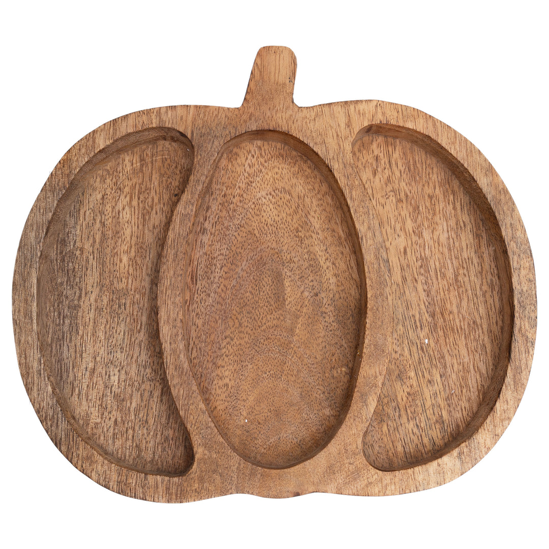 Pumpkin 3-Sectioned Wood Tray