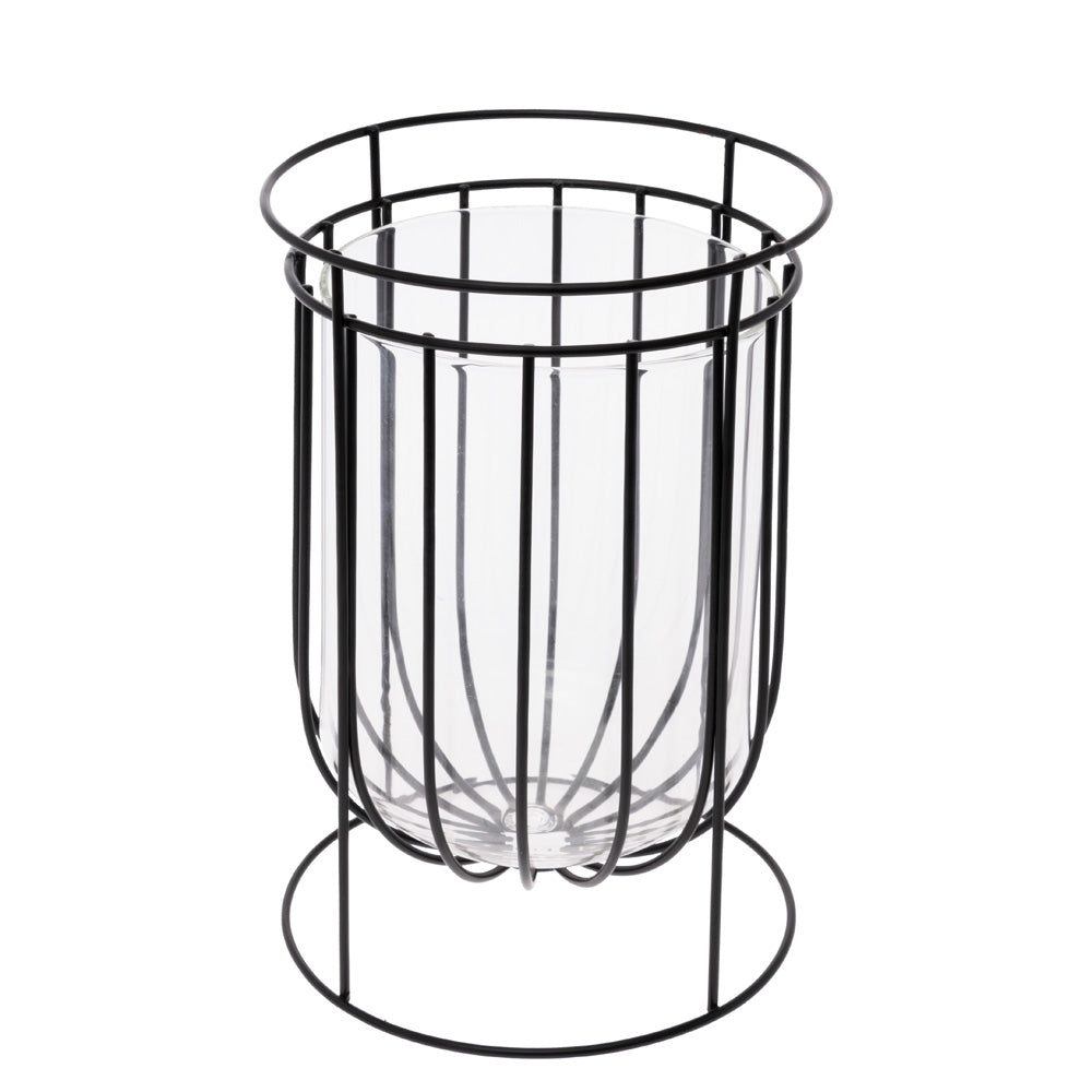 SMALL BLACK WIRE URN VASE