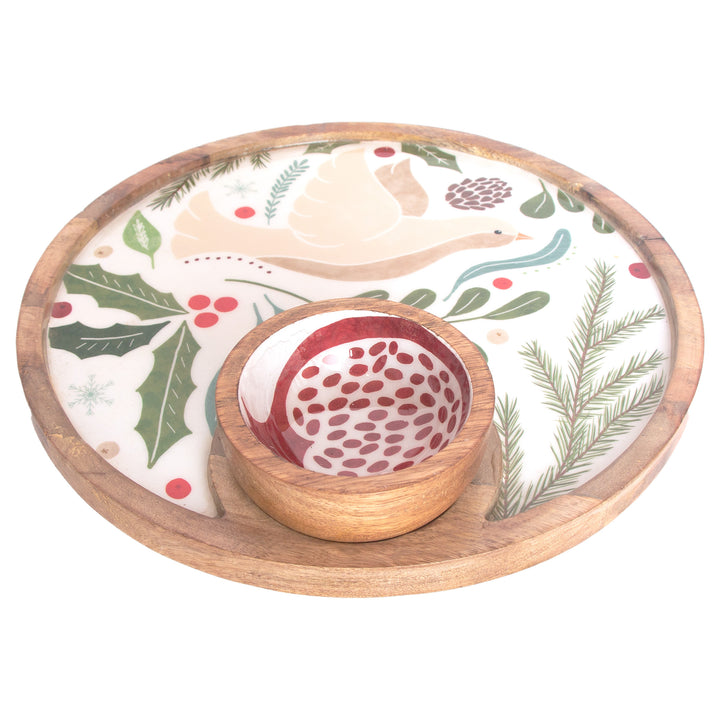 Winter Berry Round Platter and Bowl