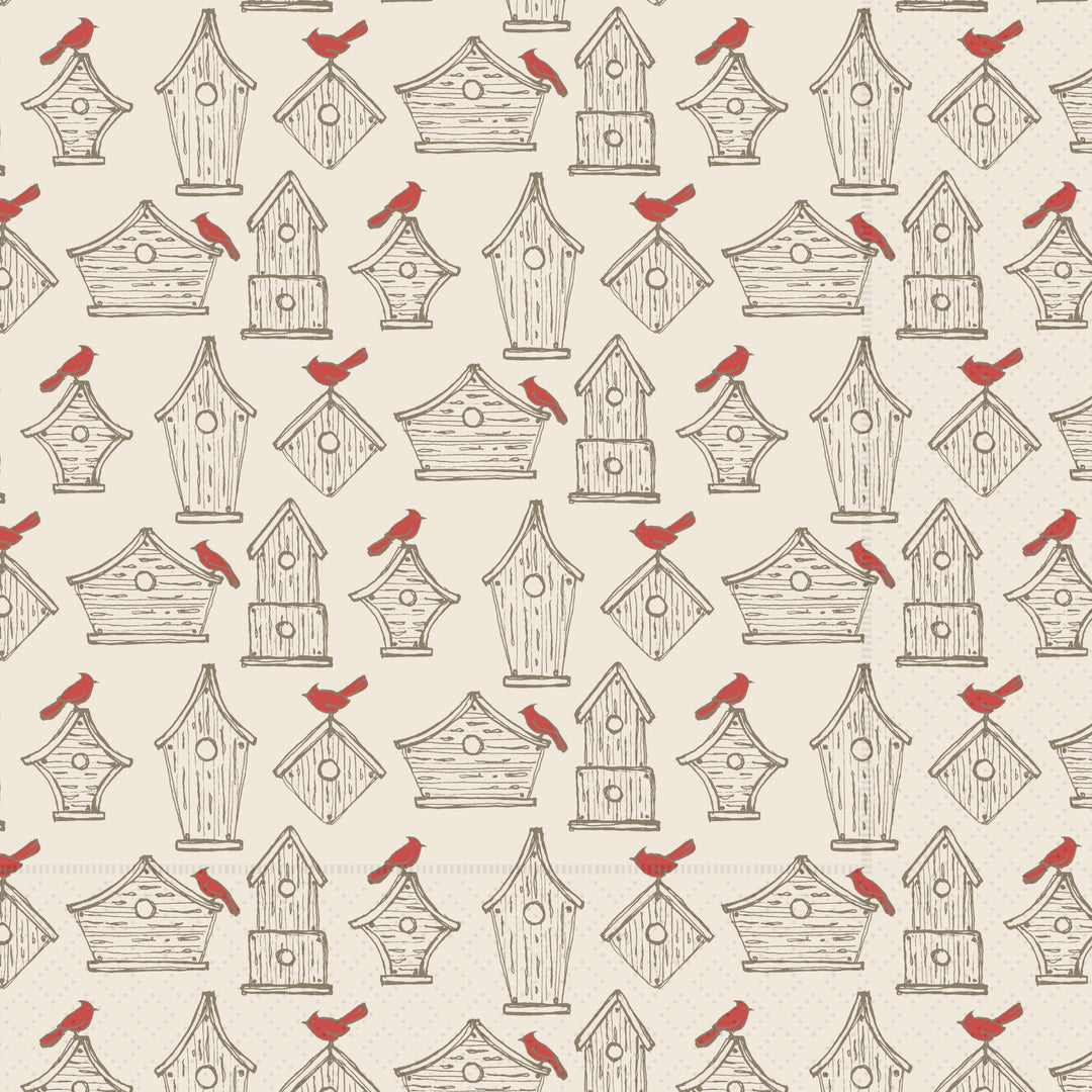 Cardinal Birdhouses Cocktail Napkin