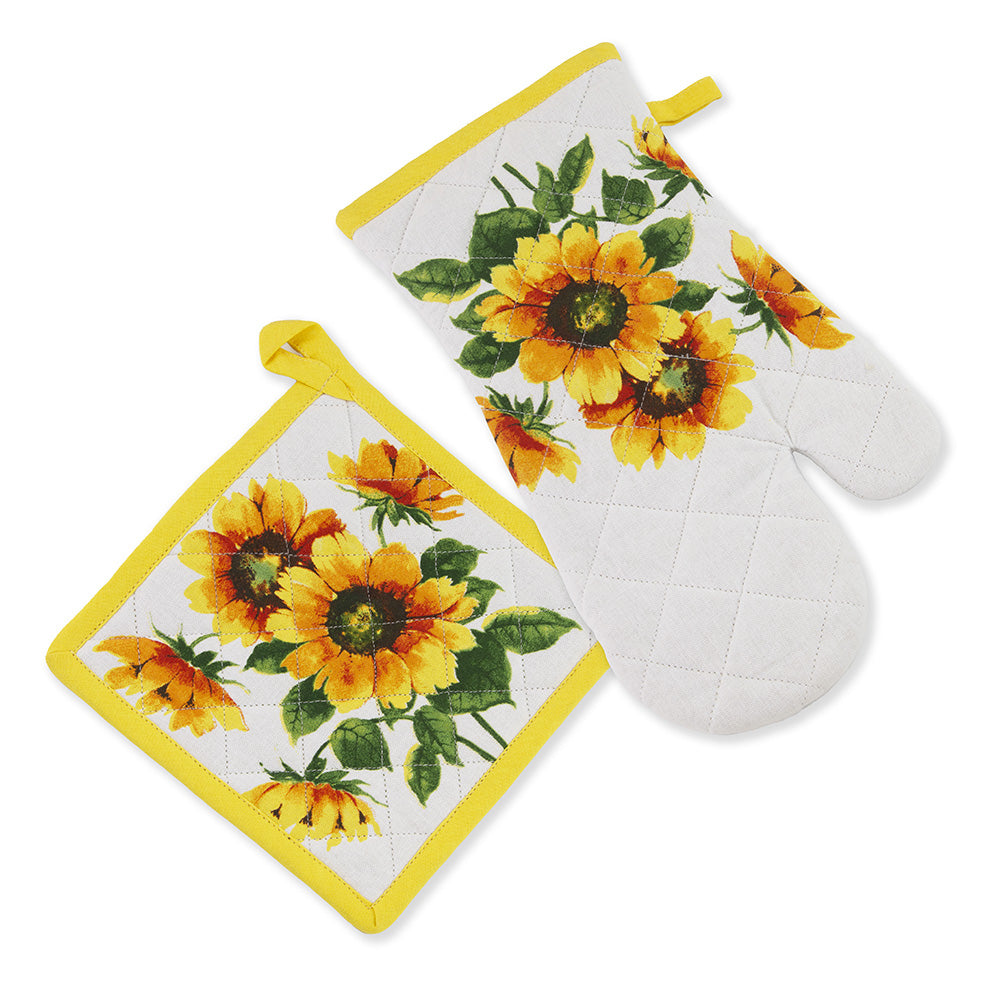 Colourful Sunflowers Oven Mitt and Pot Holder Set