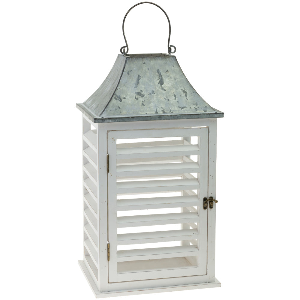 White Louvered Lanterns (Set of 2)