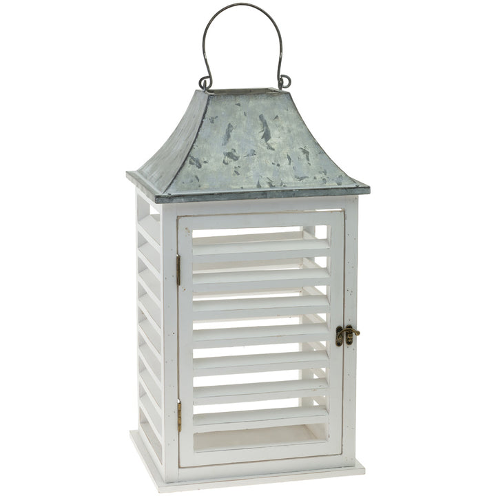 White Louvered Lanterns (Set of 2)