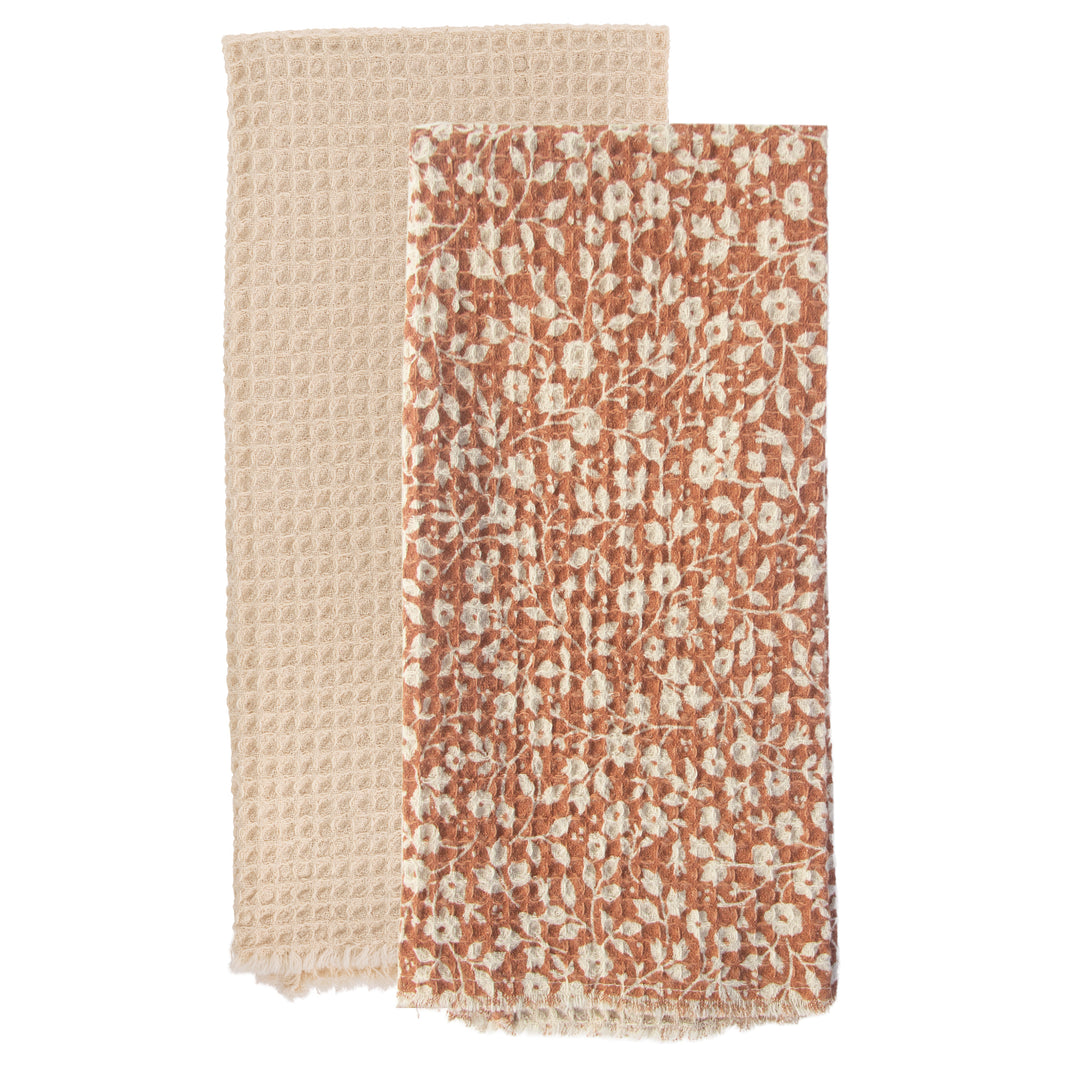 Terracotta Damask Tea Towels (Set of 2)