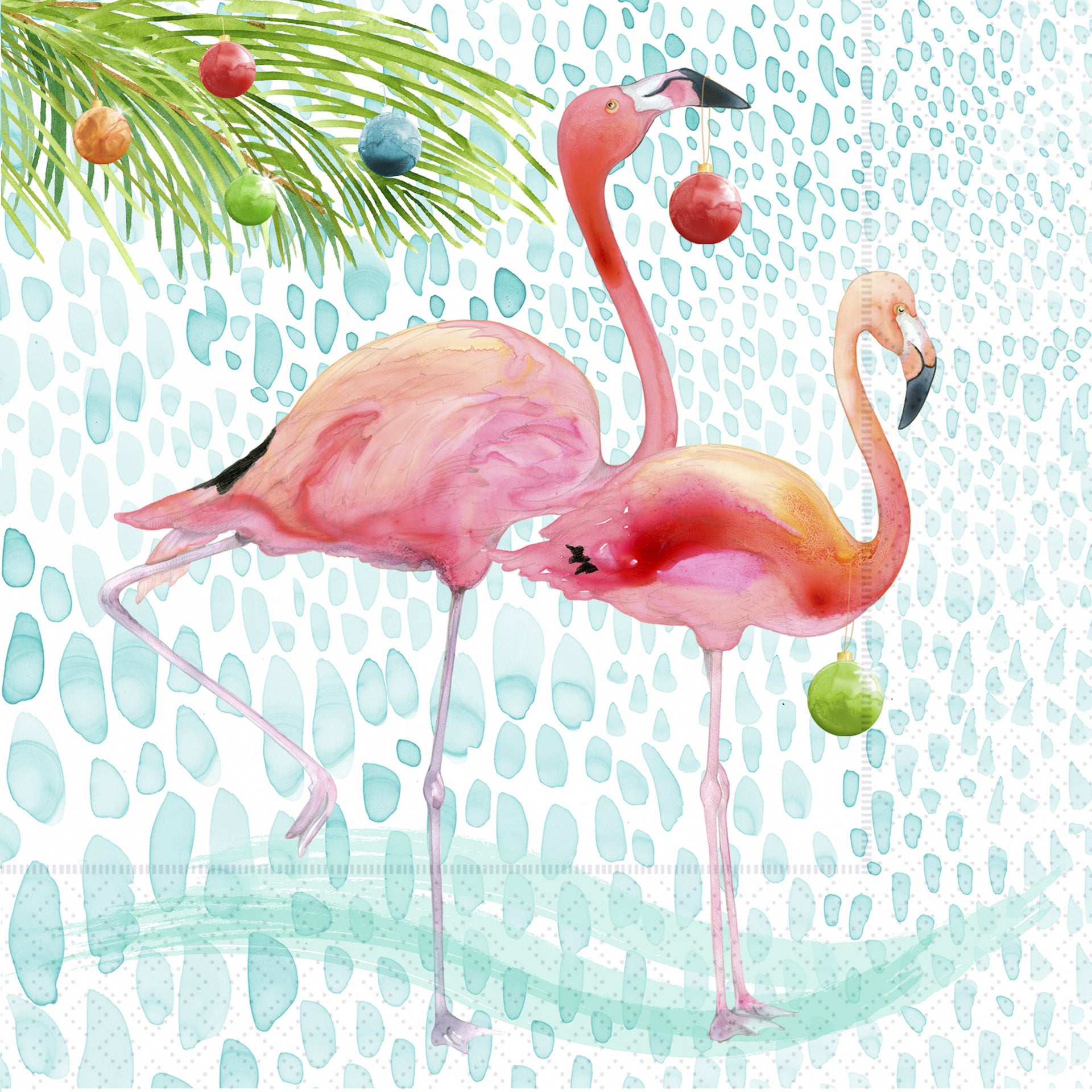 Pink Flamingo Christmas Cocktail Napkin