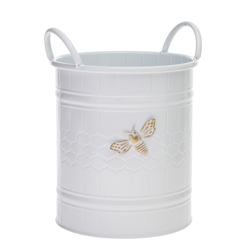 Round White Bee Buckets (Set of 2)