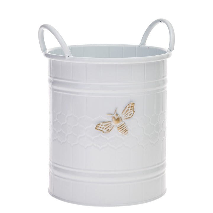 Round White Bee Buckets (Set of 2)