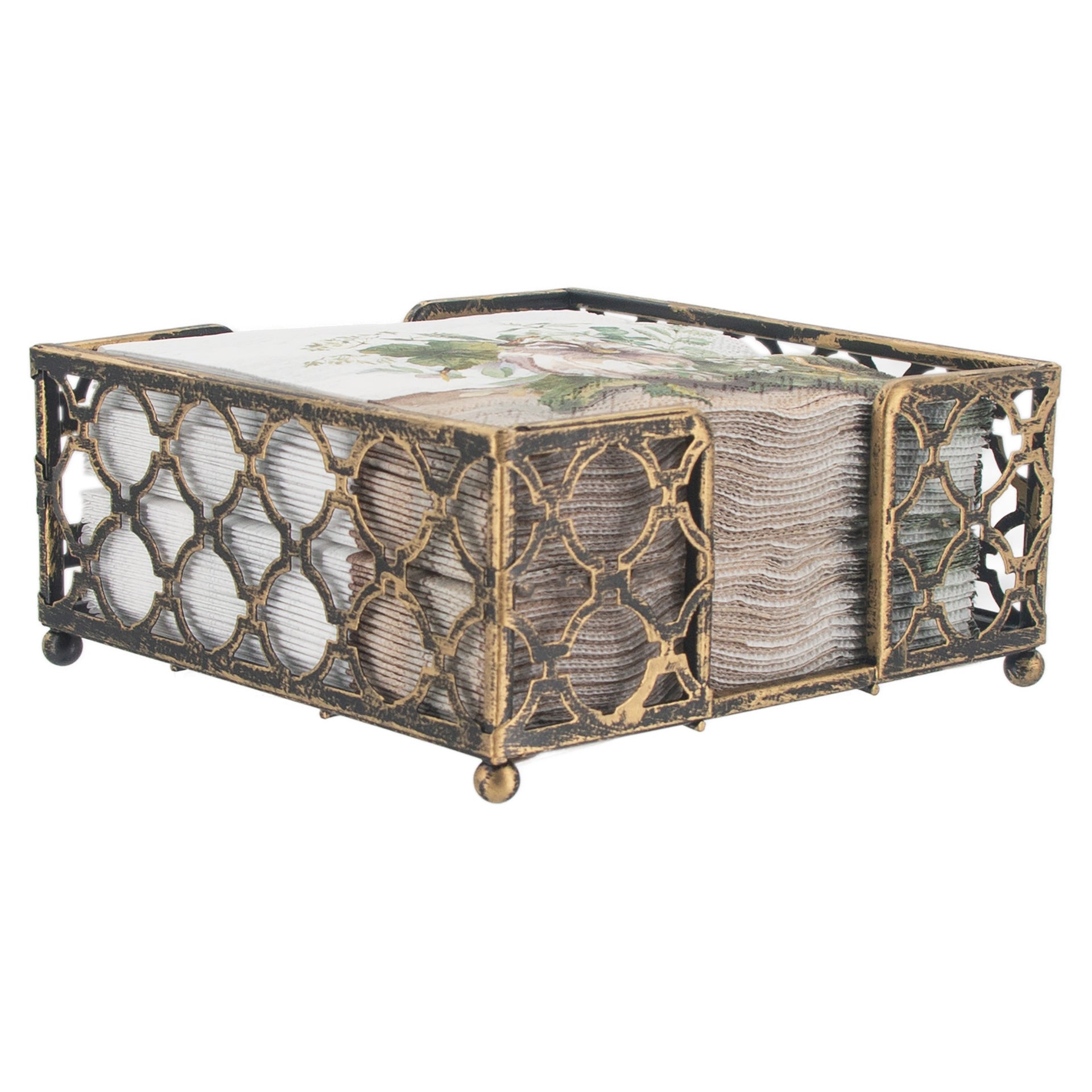 Trellis Cocktail Caddy Antique Brass