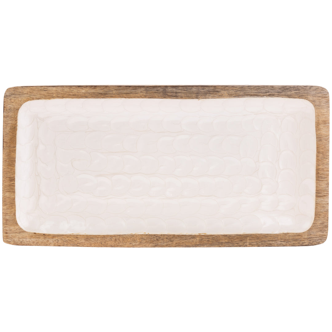 Mother Of Pearl Wood Rectangle Tray Medium