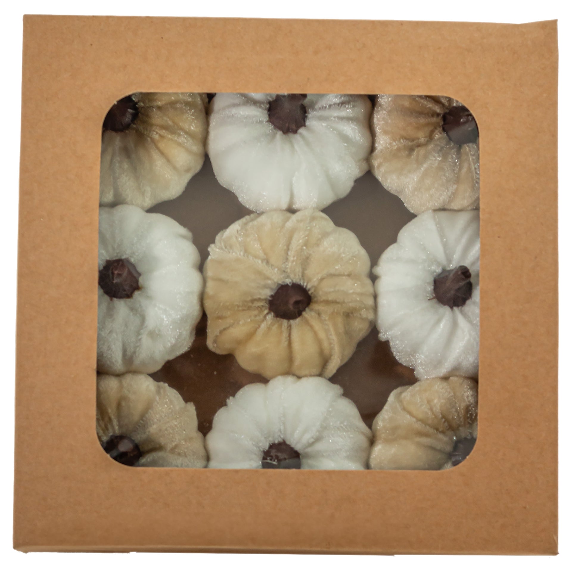 Felted Pumpkin Box White and Cream