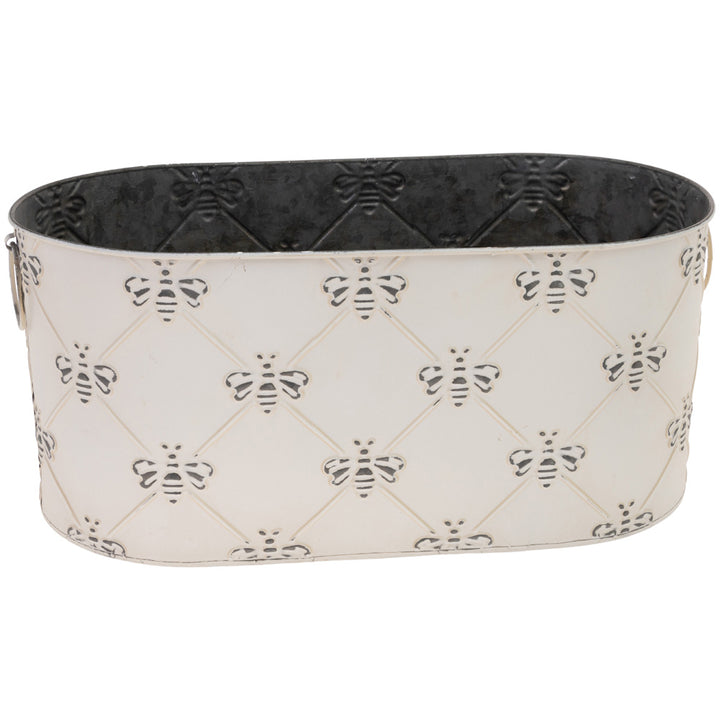 Oval Distressed Bee Buckets (Set of 2)