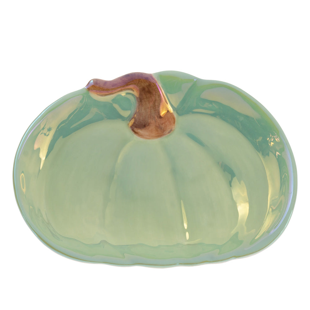 Lustrous Aqua Pumpkin Plate