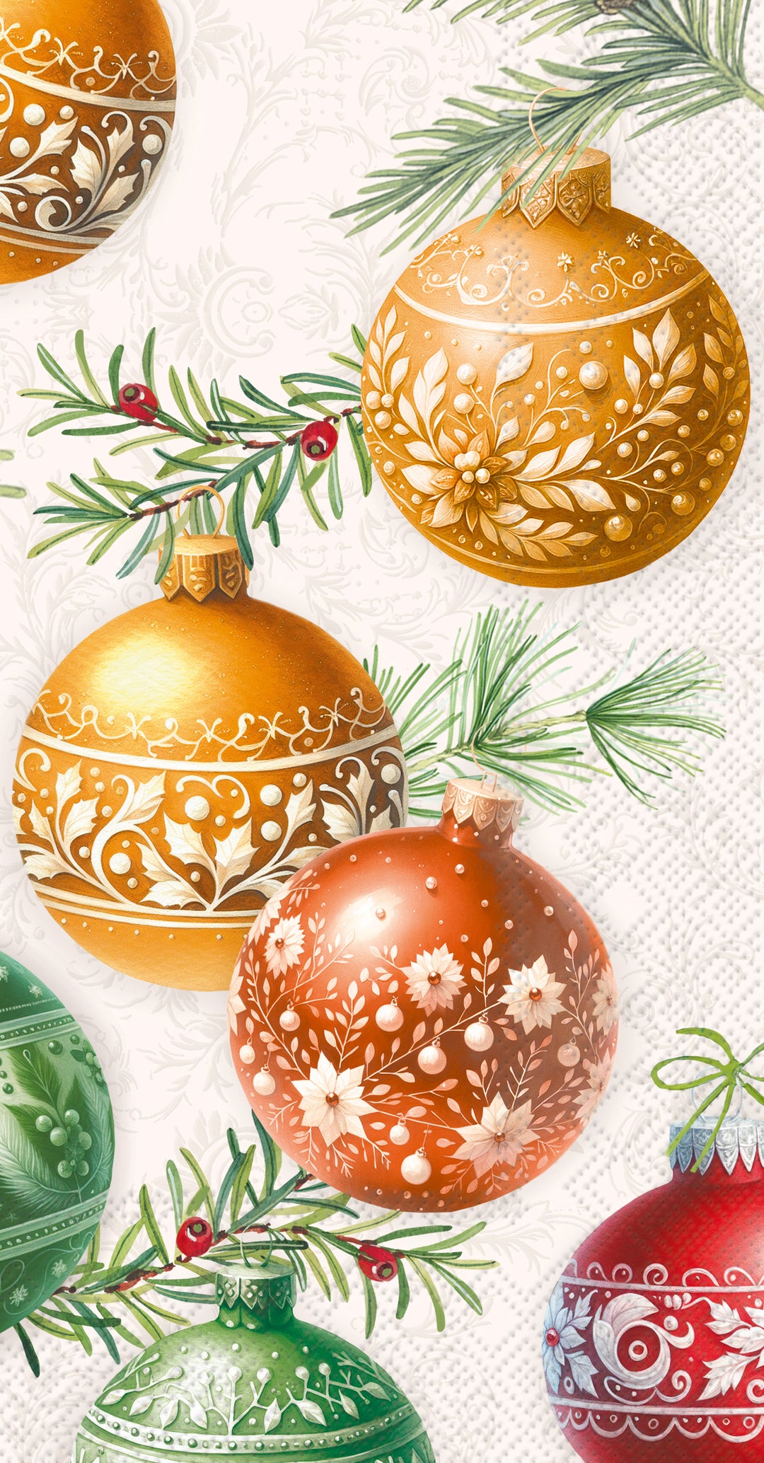 Christmas Bubbles Cream Guest Towel