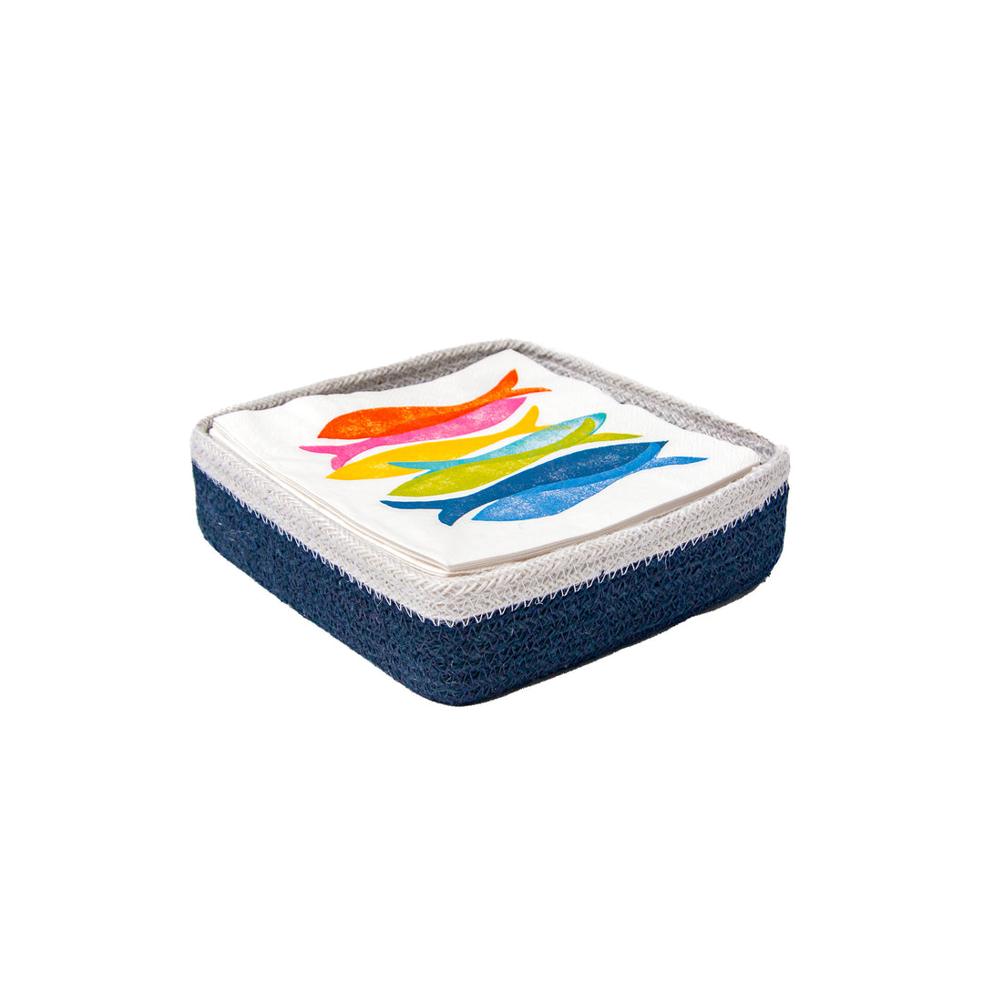 Navy Jute Cocktail Caddy
