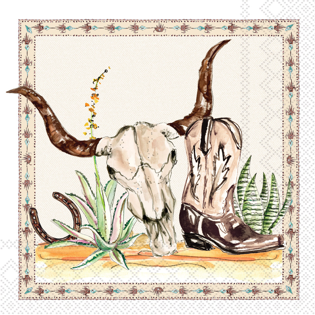 Western Boots and Skulls Cocktail Napkin