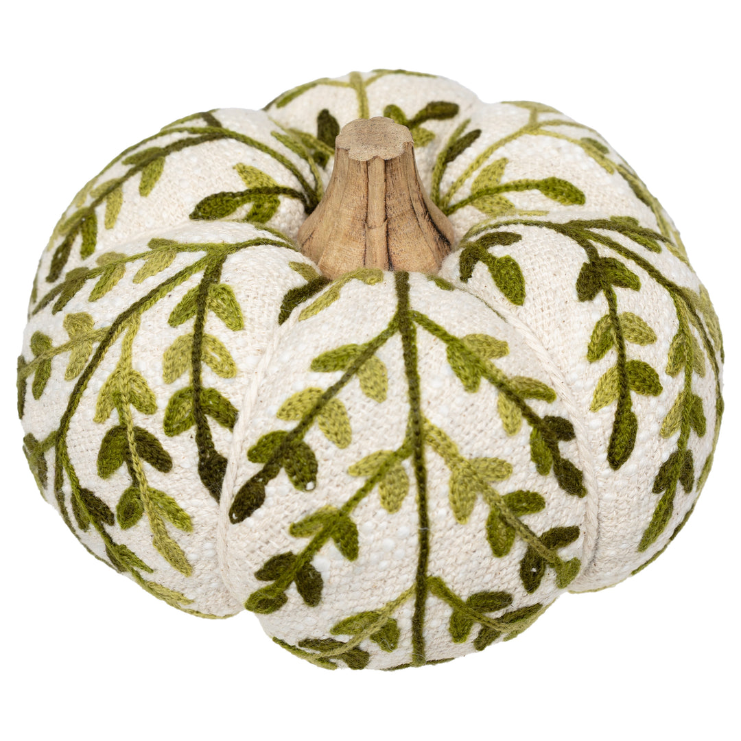 Green Leaf Embroidered Pumpkin Large