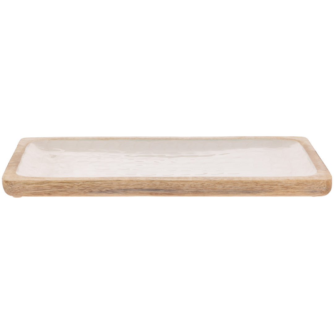 Mother Of Pearl Wood Rectangle Tray Large