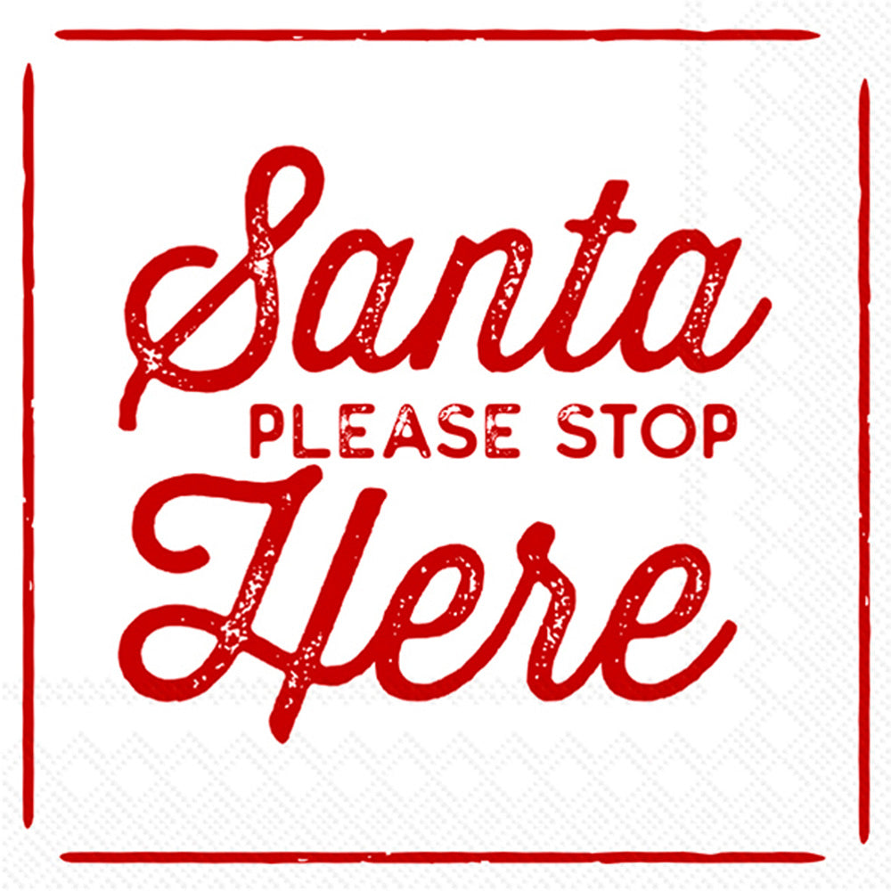 Santa Stop Cocktail Napkin