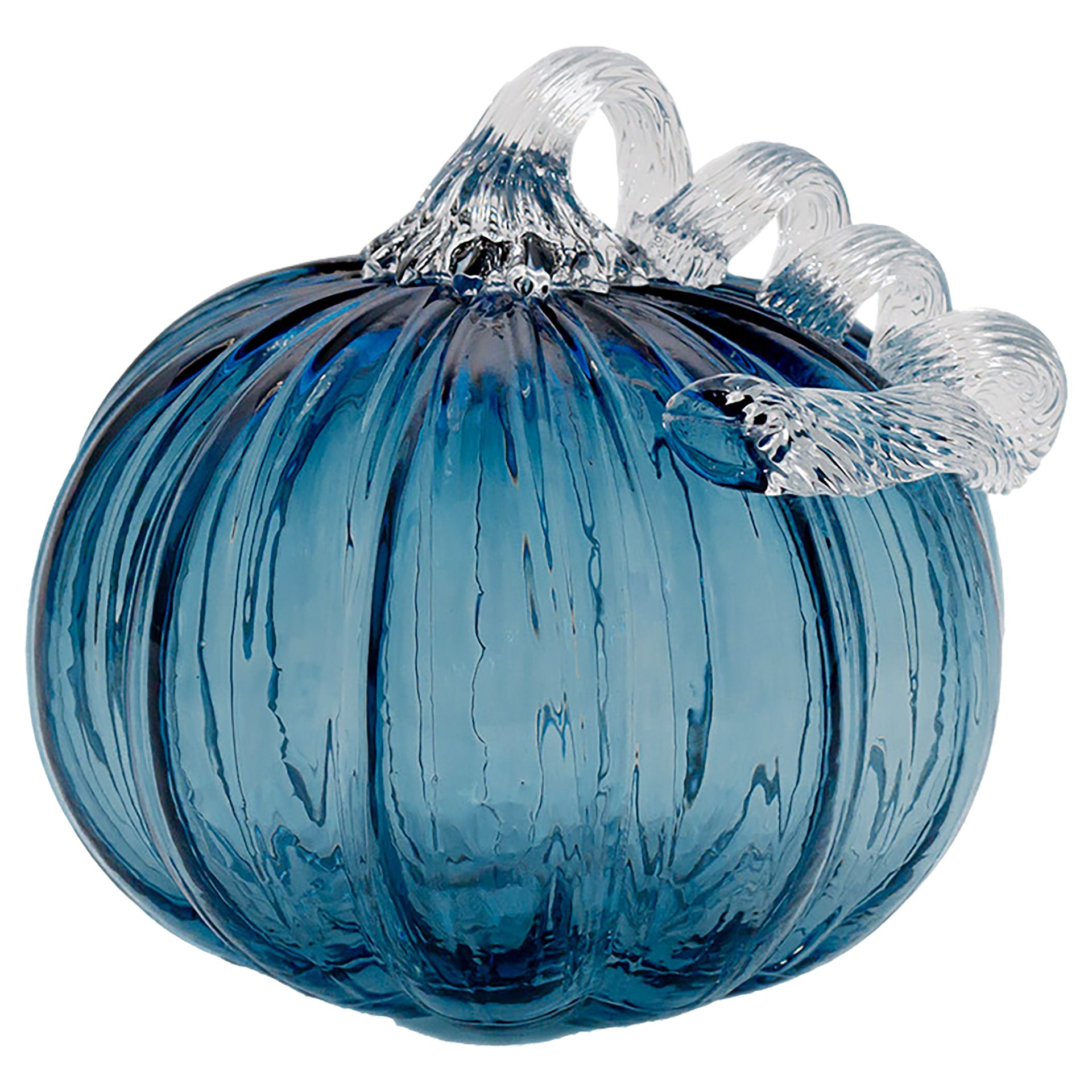 Savory Blue Glass Pumpkin Small