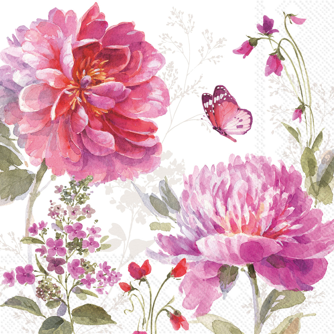 Jardin Rose  White Cocktail Napkin
