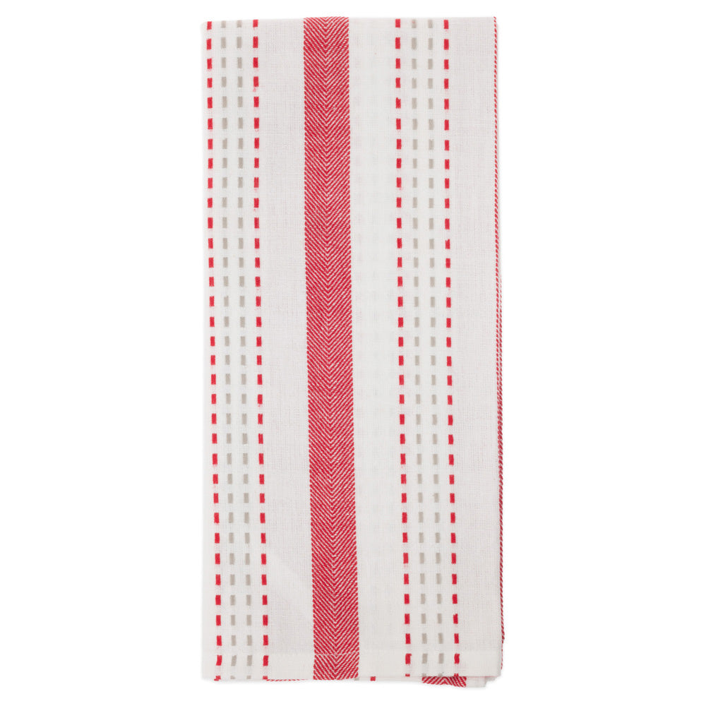 Red Stripe and Plaid Tea Towels (Set of 2)