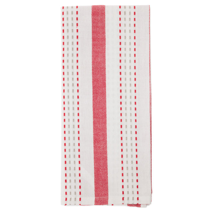 Red Stripe and Plaid Tea Towels (Set of 2)