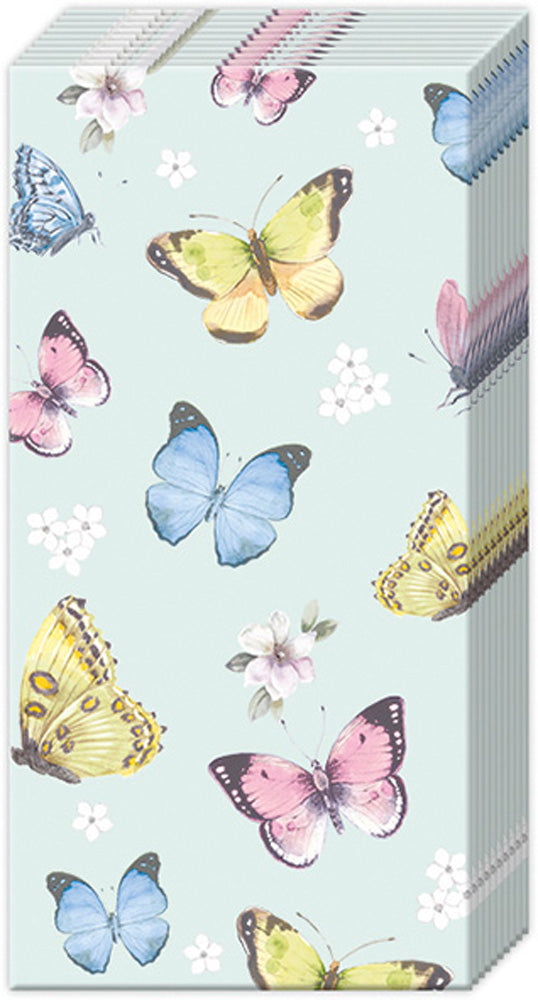 Romantic Butterflies Pocket Tissue Light Blue