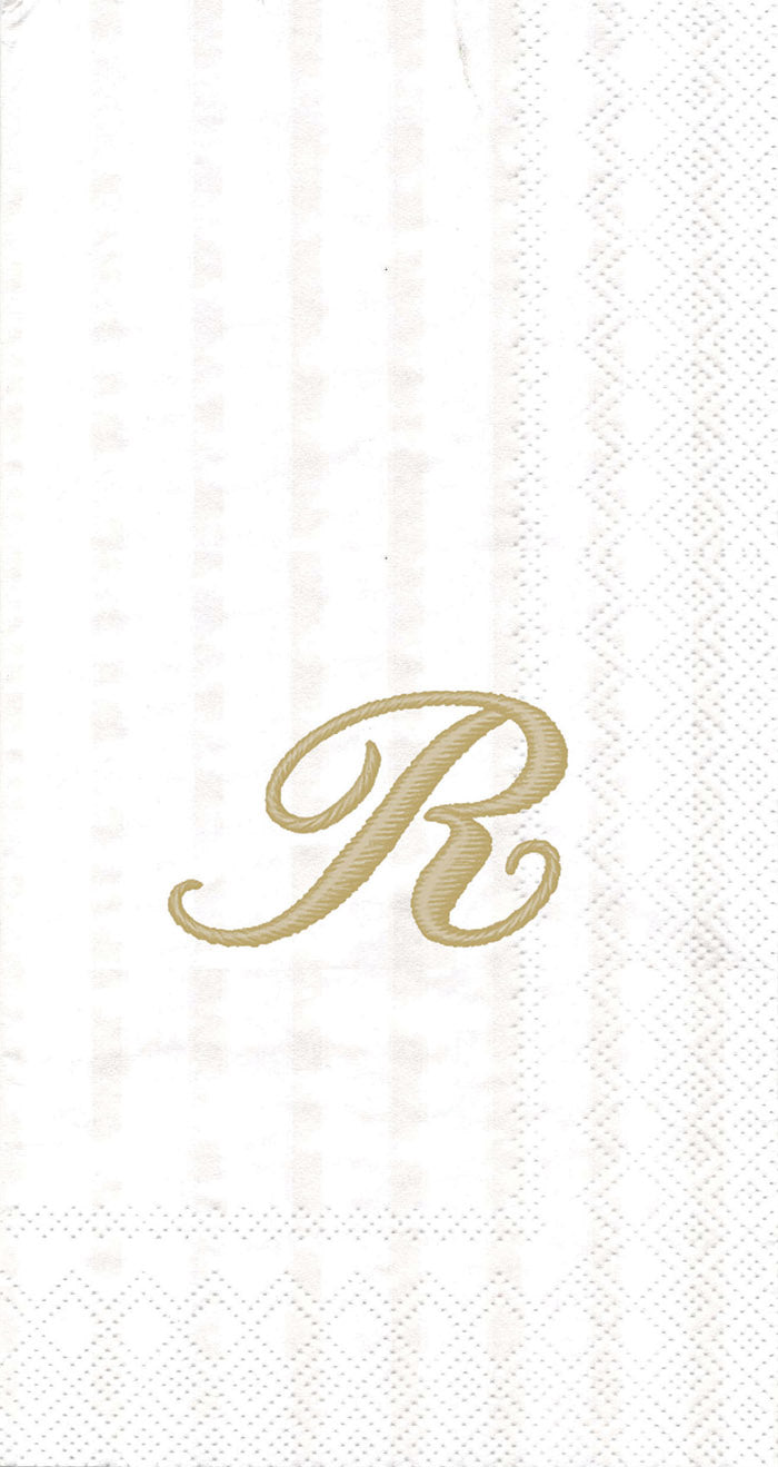 Stripes Again Guest Towel Monogram R Cream