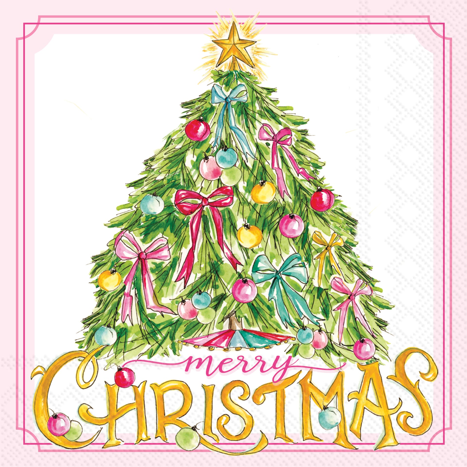 Vintage Ornaments And Tree Cocktail Napkin