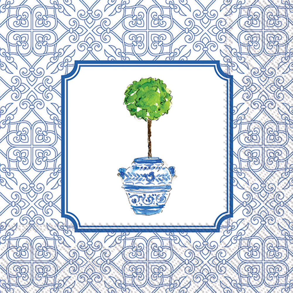 Blue Topiary Cocktail Napkin