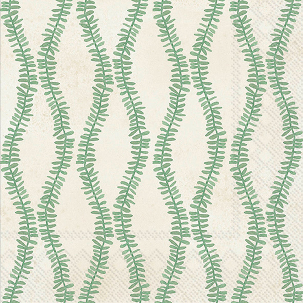 Leaf And Stem Cocktail Napkin Green