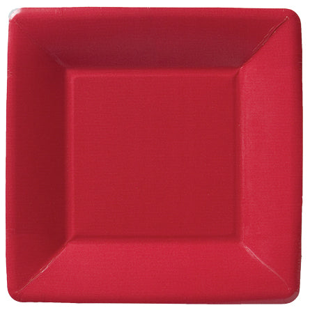 Classic Linen Square Dessert Plate Red