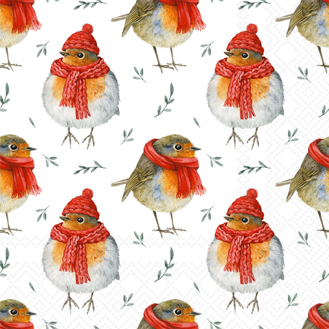 Robin In Winter Cocktail Napkin