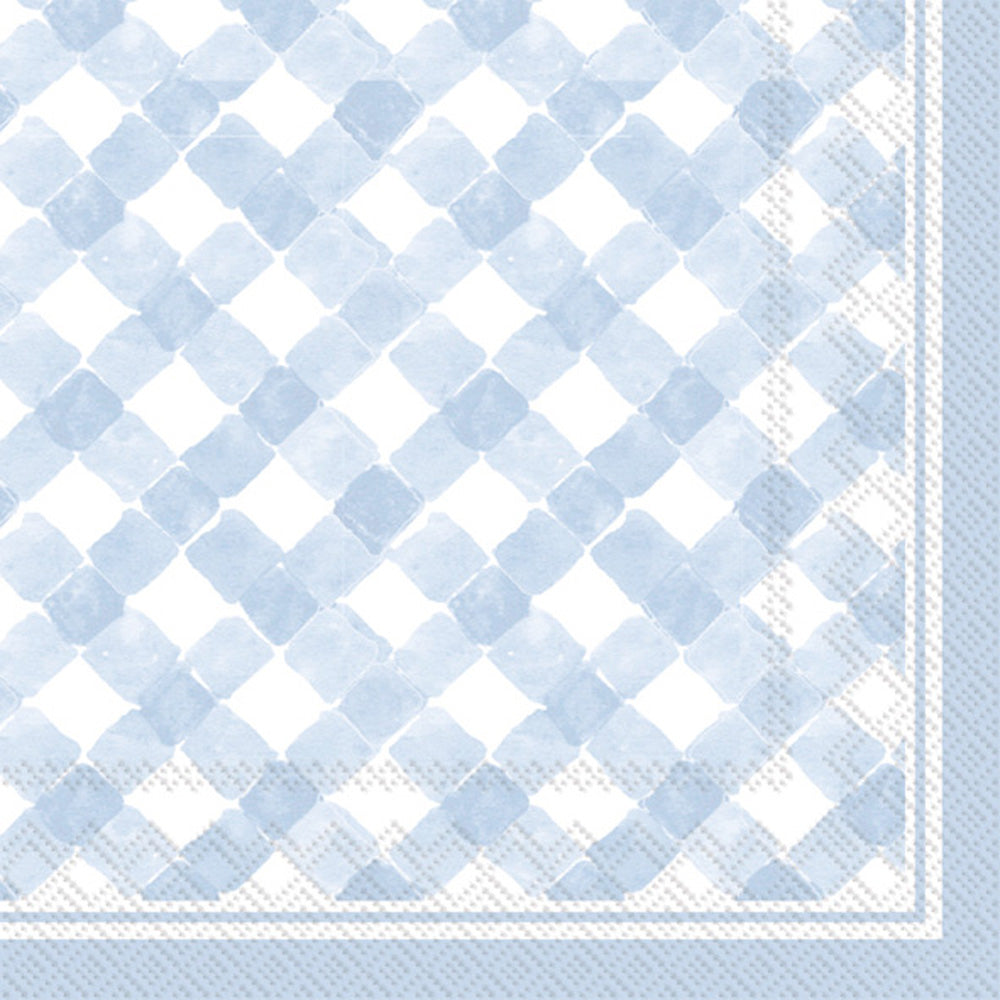Gingham Cocktail Napkin Light Blue