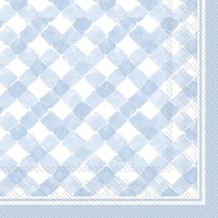 Gingham Cocktail Napkin Light Blue