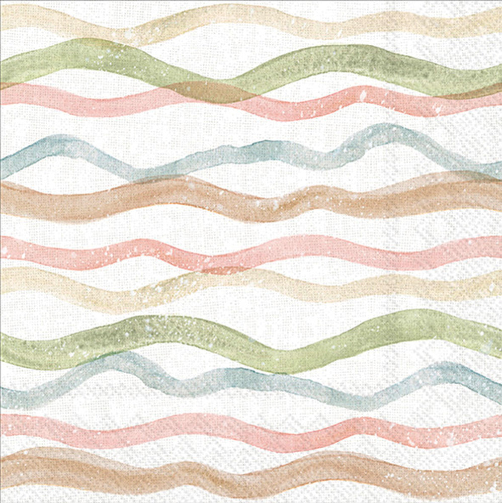 Watercolor Coast Waves Cocktail Napkin Peach