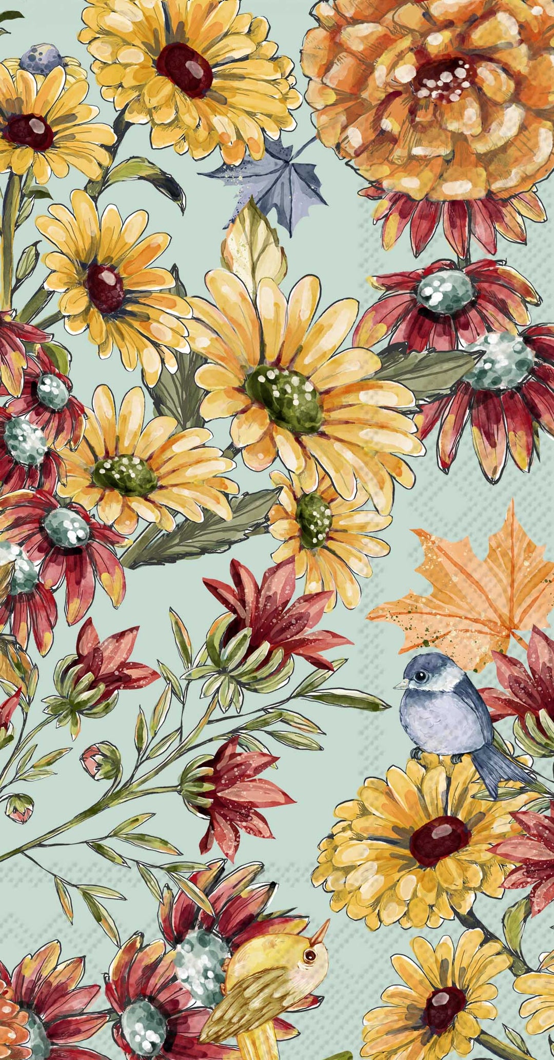 Retro Falling Leaves Guest Towel