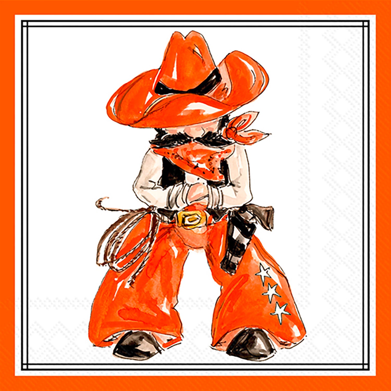 Orange Cowboy Hometown Pride Cocktail Napkin