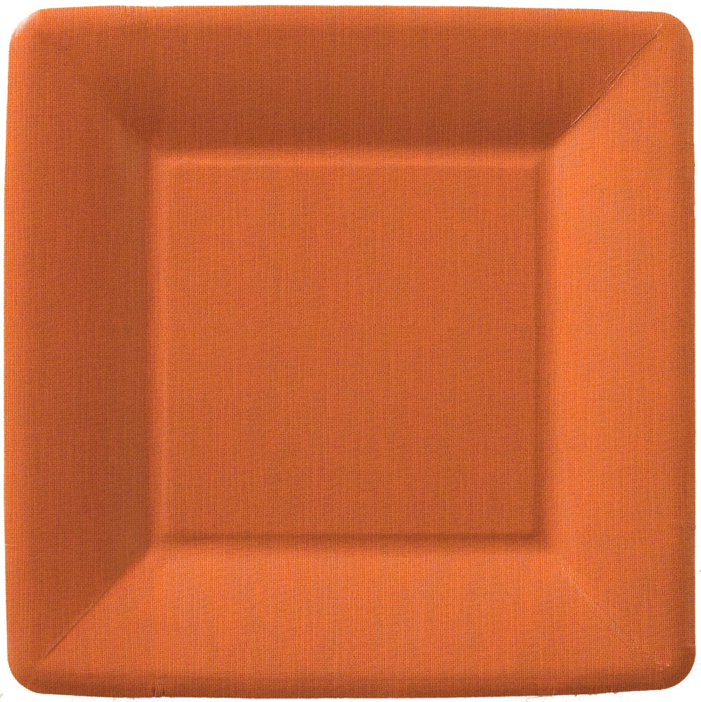 Classic Linen Square Dessert Plate Terracotta