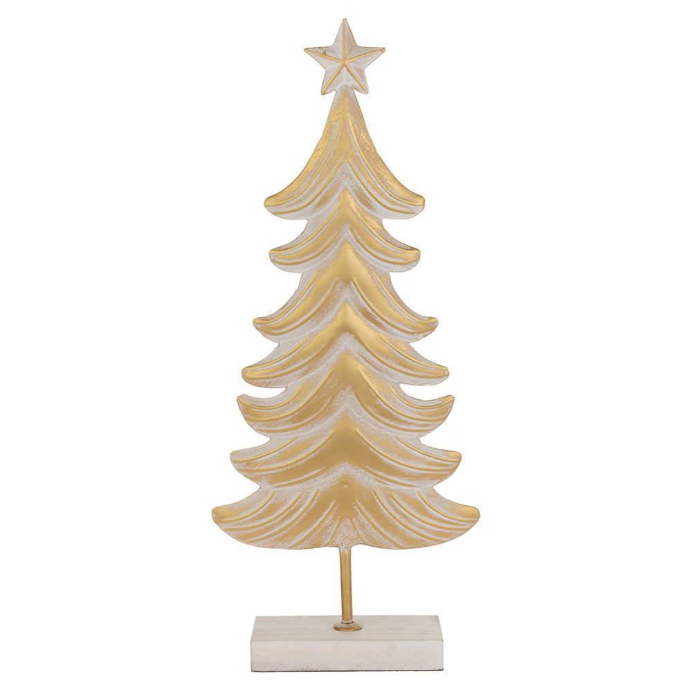 Large Metal White and Burnished Gold Tree