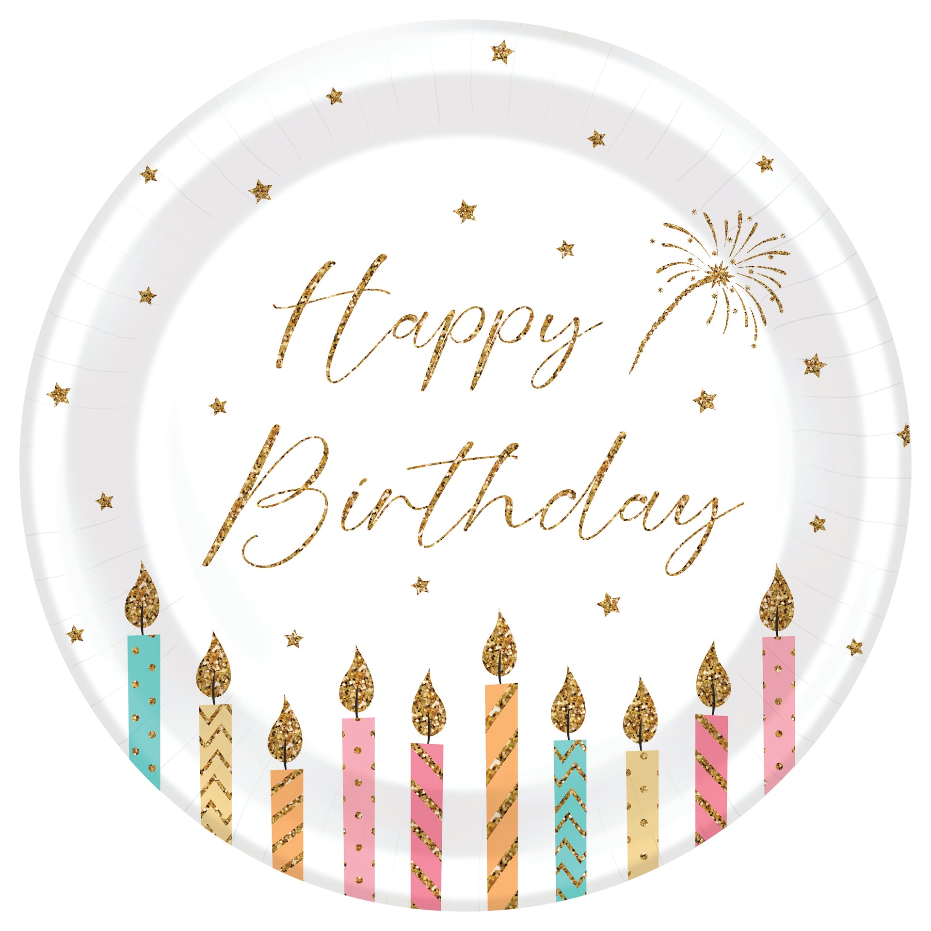 Happy Candles round Dinner plate