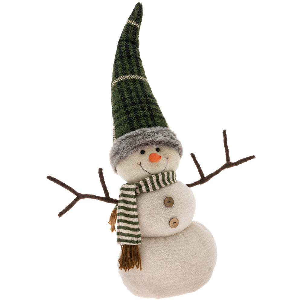 BERNER GREEN PLAID HAT SNOWMAN