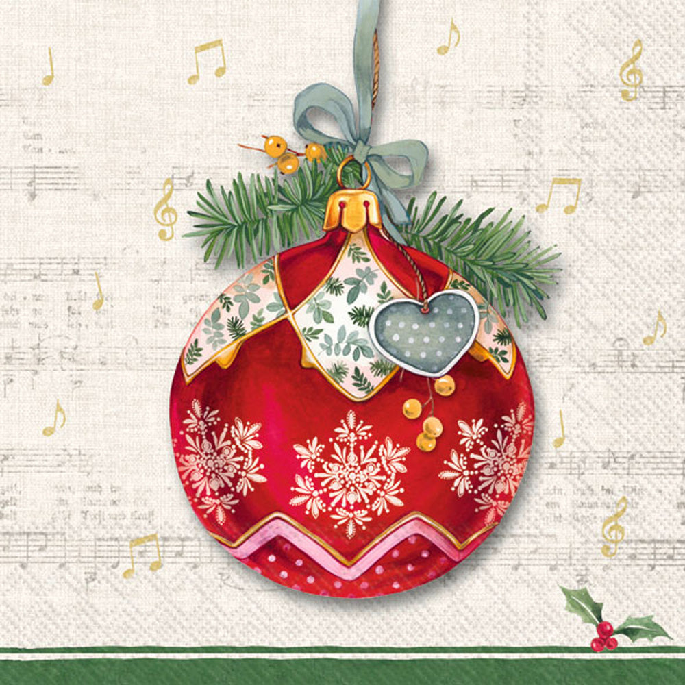 Christmas Bauble Lunch Napkin Cream