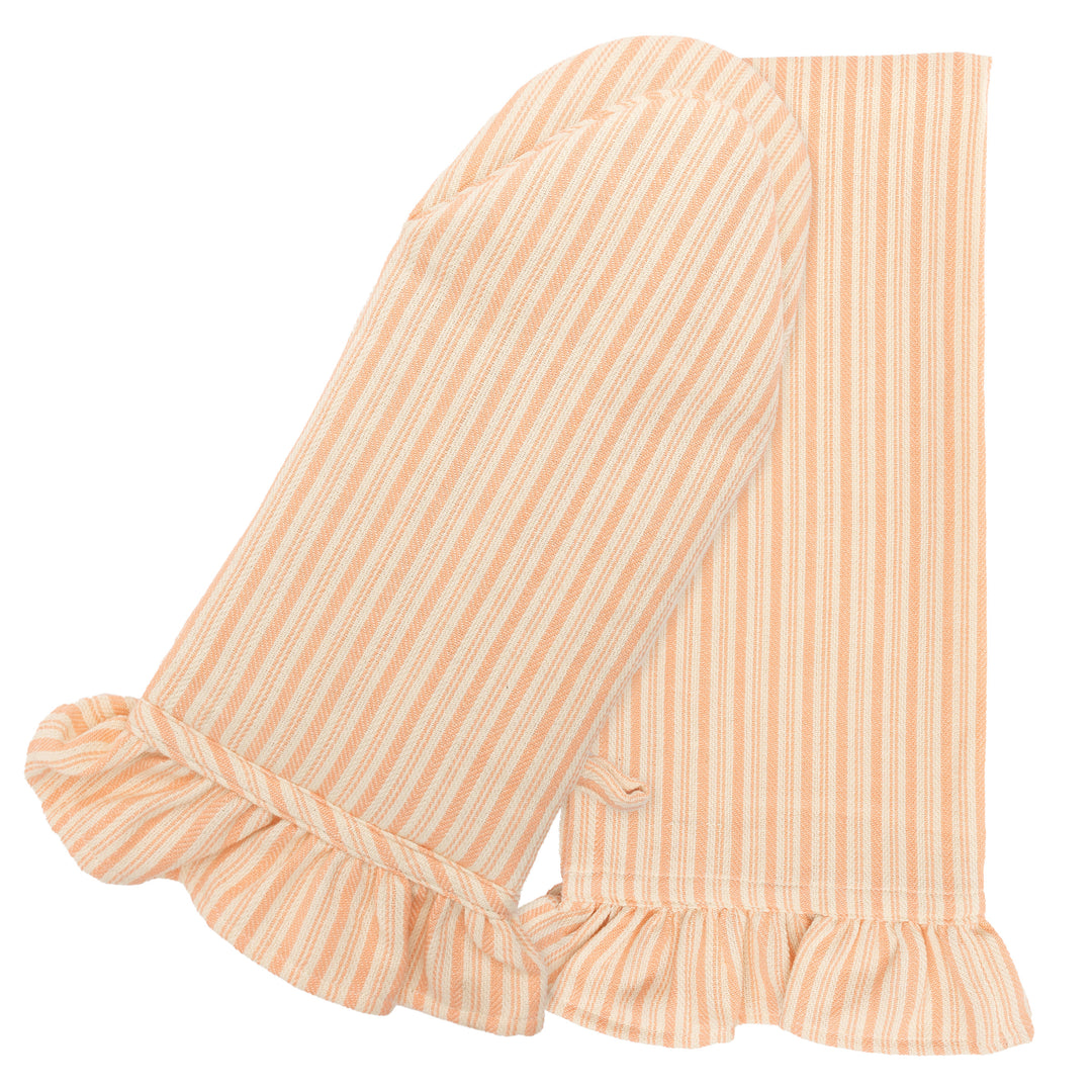 Peach Stripe Oven Mitt &amp; Tea Towel