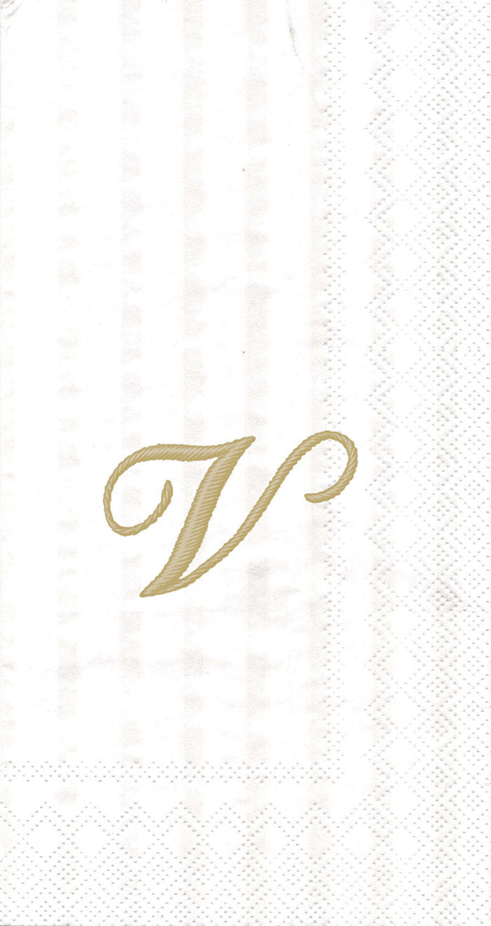 Stripes Again Guest Towel Monogram V Cream