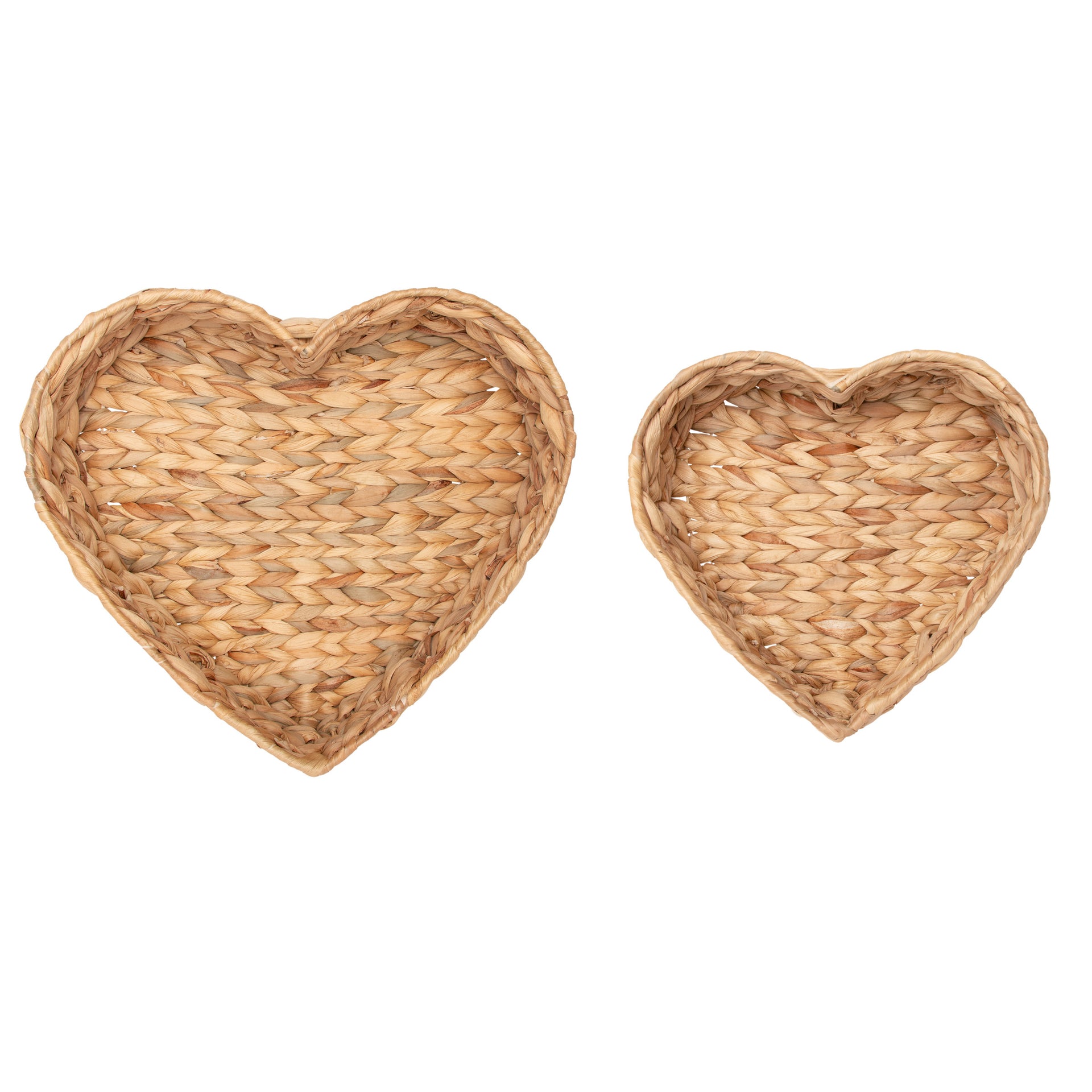 Water Hyacinth Heart Trays (Set of 2)