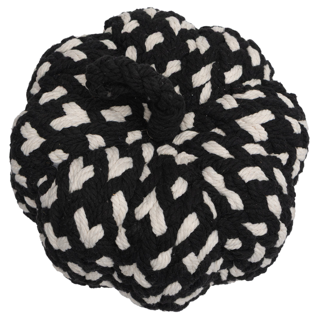 Handcrafted Black &amp; White Woven Pumpkin