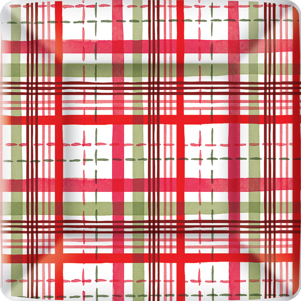 Merry Berry Plaid Square Dinner Plate