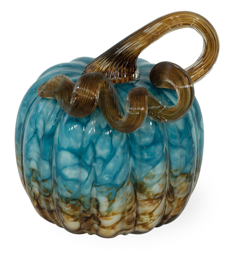 Small Copper Canyon Pumpkin Blue and Copper Glass